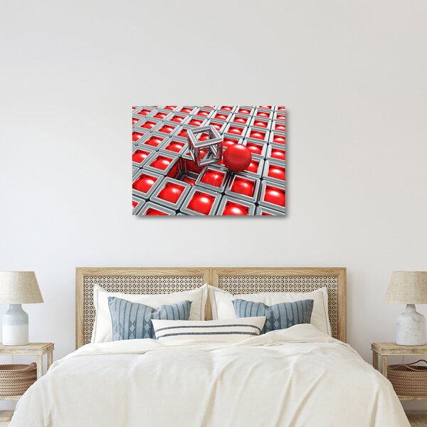 Skleněný obraz - 3D metalická abstrakce (70x50 cm)