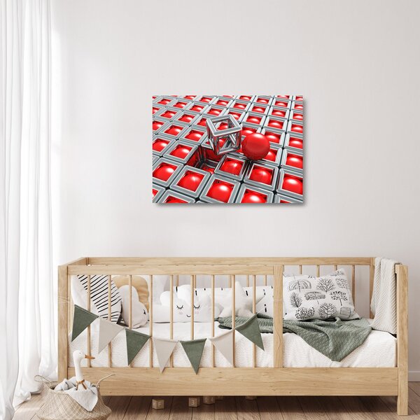 Skleněný obraz - 3D metalická abstrakce (70x50 cm)