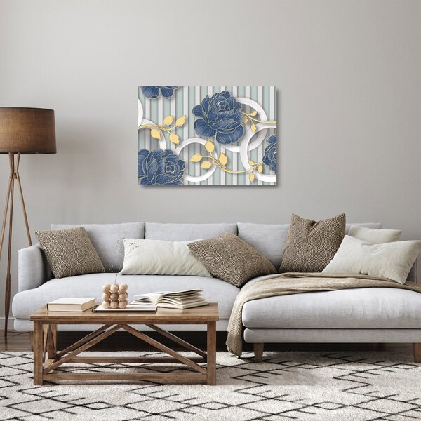Skleněný obraz - Růže a kruhy (70x50 cm)