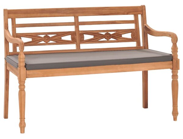 Lavice Batavia s tmavě šedou poduškou 120 cm masivní teak 316030