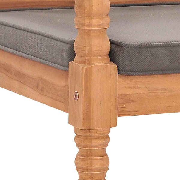 Lavice Batavia s tmavě šedou poduškou 120 cm masivní teak 316030