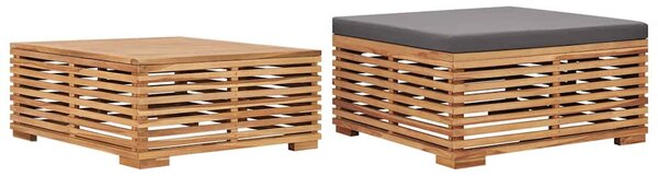 Set zahradního stolu a podnožky tmavě šedá poduška masivní teak 316042