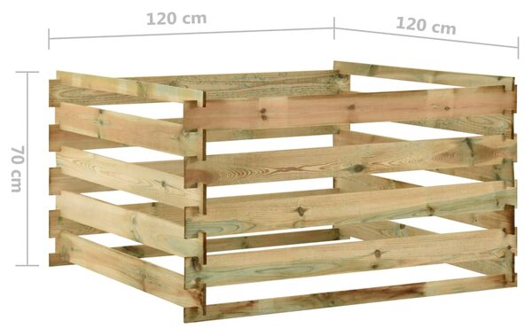 Laťkový zahradní kompostér 120x120x70 cm impregnovaná borovice 316060