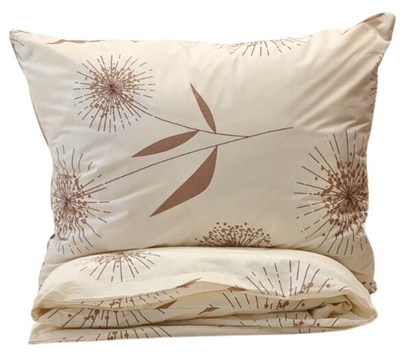 Povlečení krepové Pampeliška hnědá TiaHome - 1x Polštář 90x70cm, 1x Přikrývka 140x200cm