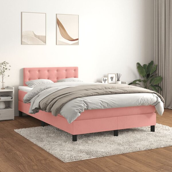 Box spring postel s matrací růžová 120 x 200 cm samet 3141538