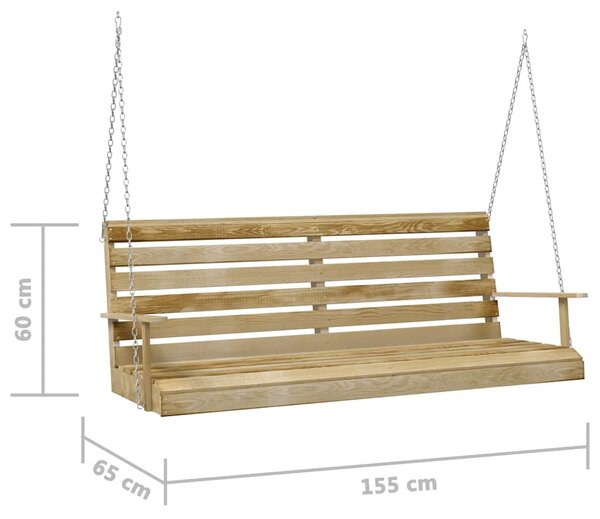 Houpací lavice impregnovaná borovice 155 x 65 x 60 cm 316065