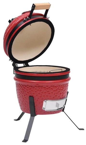 Zahradní gril a udírna 2 v 1 Kamado keramický 56 cm červený 316095