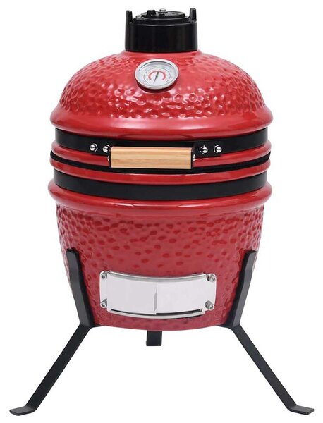 Zahradní gril a udírna 2 v 1 Kamado keramický 56 cm červený 316095