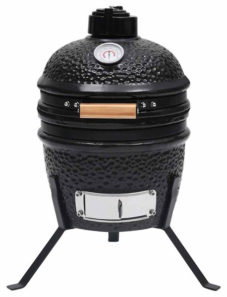 Zahradní gril a udírna 2 v 1 Kamado keramický 56 cm černý 316093