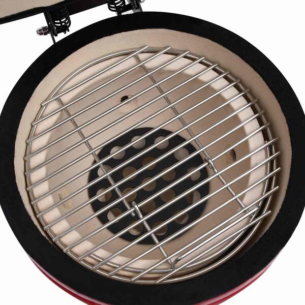 Zahradní gril a udírna 2 v 1 Kamado keramický 56 cm červený 316095
