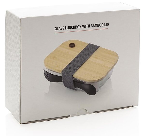 Skleněný svačinový box s příborem, 600 ml, XD Design, čirý
