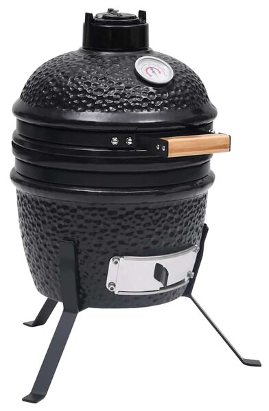 Zahradní gril a udírna 2 v 1 Kamado keramický 56 cm černý 316093
