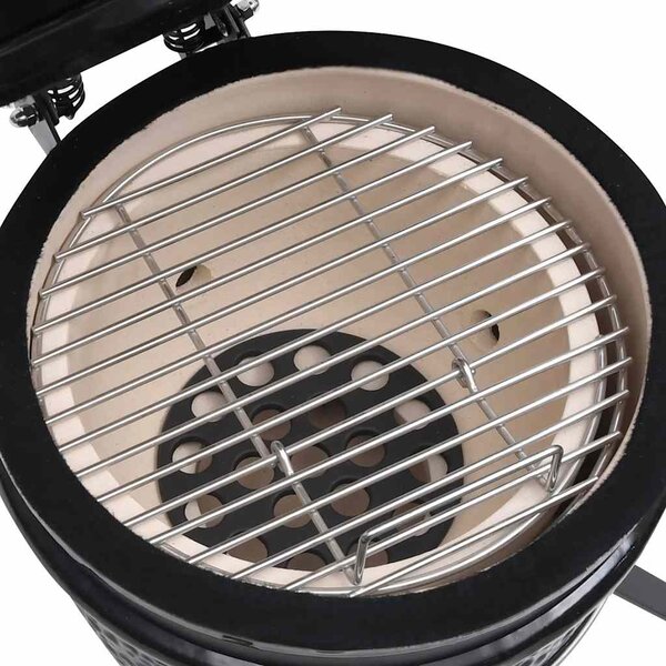 Zahradní gril a udírna 2 v 1 Kamado keramický 56 cm černý 316093