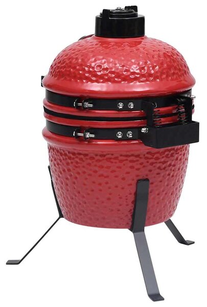 Zahradní gril a udírna 2 v 1 Kamado keramický 56 cm červený 316095