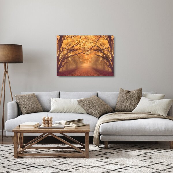Skleněný obraz cesty v podzimní krajině (70x50 cm)