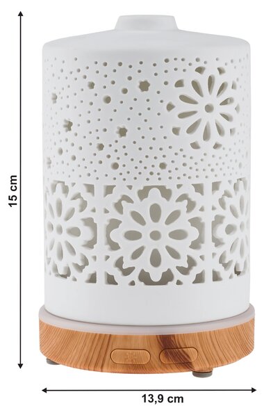 KONDELA Aroma difuzér/zvlhčovač, bílý/přírodní, AMAYA