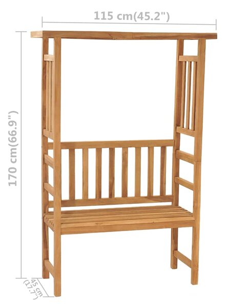 Zahradní lavice s pergolou 115 cm masivní teakové dřevo 316170