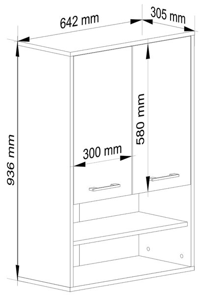 Ak furniture Závěsná koupelnová skříňka Fin W64 2D 64 cm bílá