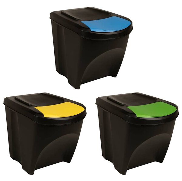 Stohovatelné odpadkové koše 3 ks antracitové 75 l 316184