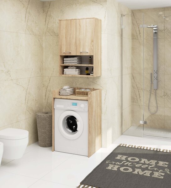 Ak furniture Závěsná koupelnová skříňka Fin W64 2D 64 cm dub sonoma