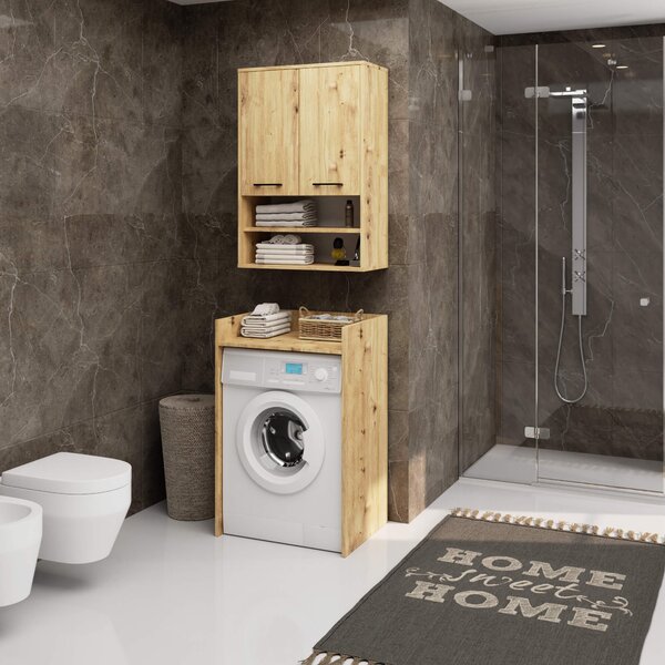 Ak furniture Závěsná koupelnová skříňka Fin W64 2D 64 cm dub artisan