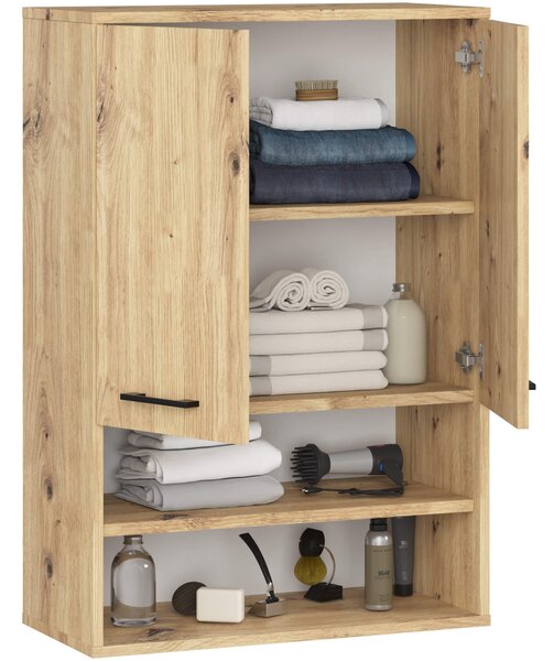 Ak furniture Závěsná koupelnová skříňka Fin W64 2D 64 cm dub artisan
