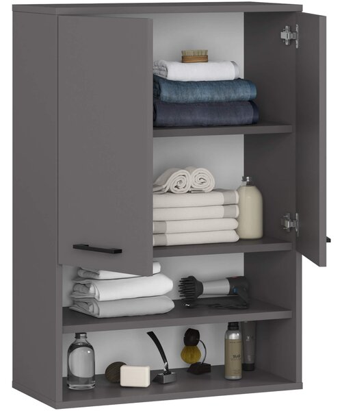 Ak furniture Závěsná koupelnová skříňka Fin W64 2D 64 cm grafit