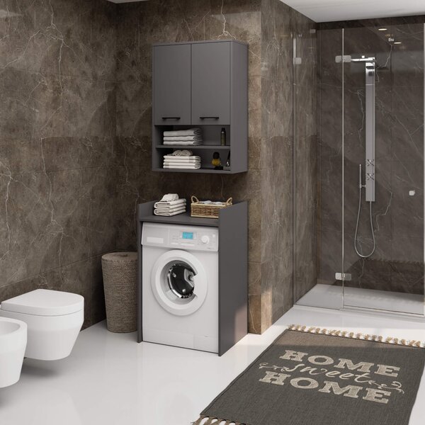 Ak furniture Závěsná koupelnová skříňka Fin W64 2D 64 cm grafit