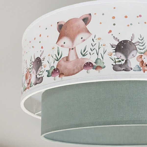 Brilagi-LED Dětský přisazený lustr BOBO 1xE27/60W/230V pr. 40 cm bílá/zel./zvíř