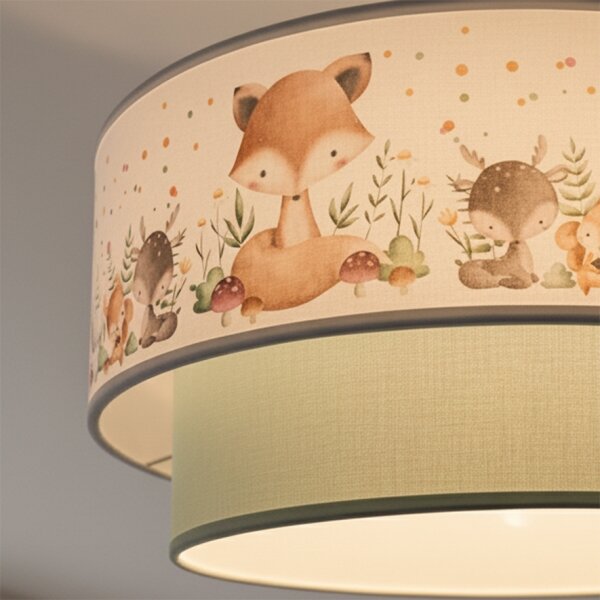 Brilagi-LED Dětský přisazený lustr BOBO 1xE27/60W/230V pr. 40 cm bílá/zel./zvíř