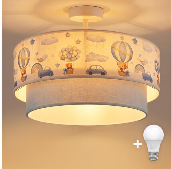 Brilagi-LED Dětský přisazený lustr BOBO 1xE27/60W/230V pr.40cm krém./modrá/medv