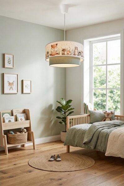 Brilagi- LED Dětský lustr na lanku BOBO 1xE27/60W/230V pr. 40 cm bílá/zel./zvíř