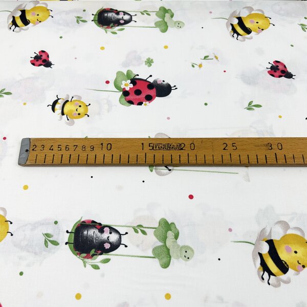 Ervi Bavlněná látka/plátno š.240cm - včely a berušky - 29219-10, metráž