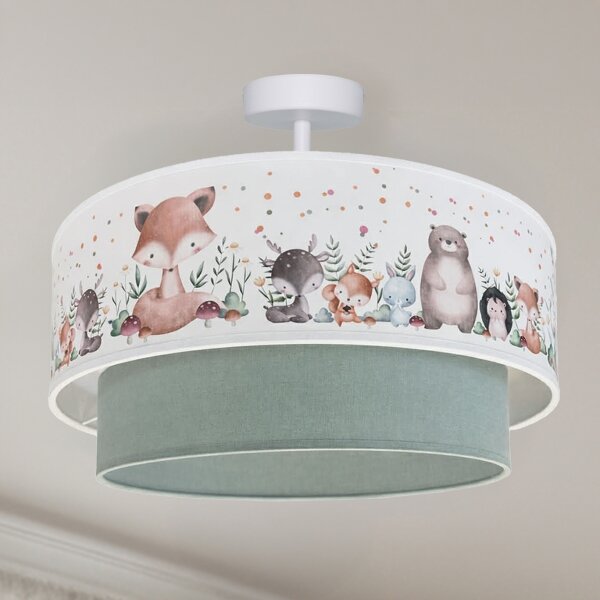 Brilagi-LED Dětský přisazený lustr BOBO 1xE27/60W/230V pr. 40 cm bílá/zel./zvíř
