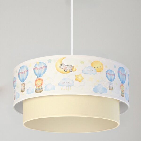 Brilagi - LED Dětský lustr na lanku BOBO 1xE27/60W/230V pr.40 cm bílá/béž./zvíř