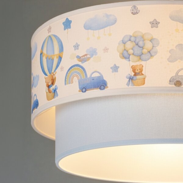 Brilagi-LED Dětský lustr na lanku BOBO 1xE27/60W/230V pr.40 cm krém./modrá/medv
