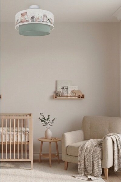 Brilagi-LED Dětský přisazený lustr BOBO 1xE27/60W/230V pr. 40 cm bílá/zel./zvíř