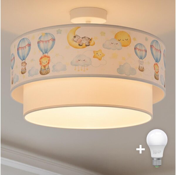 Brilagi-LED Dětský přisazený lustr BOBO 1xE27/60W/230V pr. 40 cm bílá/béž./zvíř