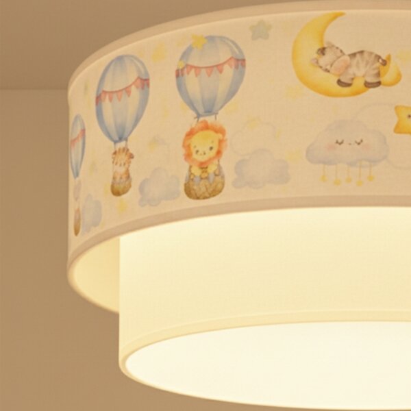 Brilagi - LED Dětský lustr na lanku BOBO 1xE27/60W/230V pr.40 cm bílá/béž./zvíř