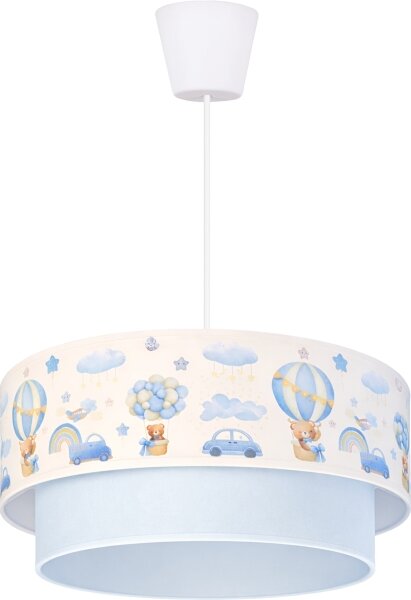 Brilagi-LED Dětský lustr na lanku BOBO 1xE27/60W/230V pr.40 cm krém./modrá/medv