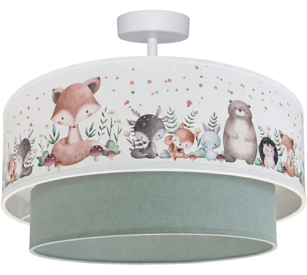 Brilagi-LED Dětský přisazený lustr BOBO 1xE27/60W/230V pr. 40 cm bílá/zel./zvíř