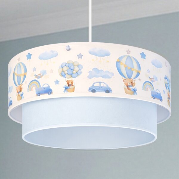 Brilagi-LED Dětský lustr na lanku BOBO 1xE27/60W/230V pr.40 cm krém./modrá/medv