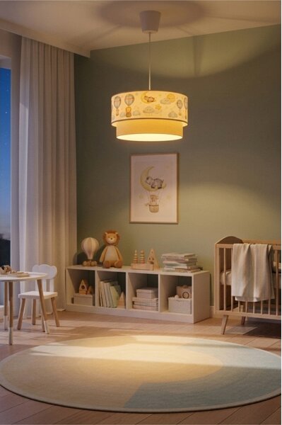 Brilagi - LED Dětský lustr na lanku BOBO 1xE27/60W/230V pr.40 cm bílá/béž./zvíř