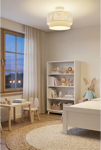 Brilagi-LED Dětský přisazený lustr BOBO 1xE27/60W/230V pr. 40 cm bílá/béž./zvíř