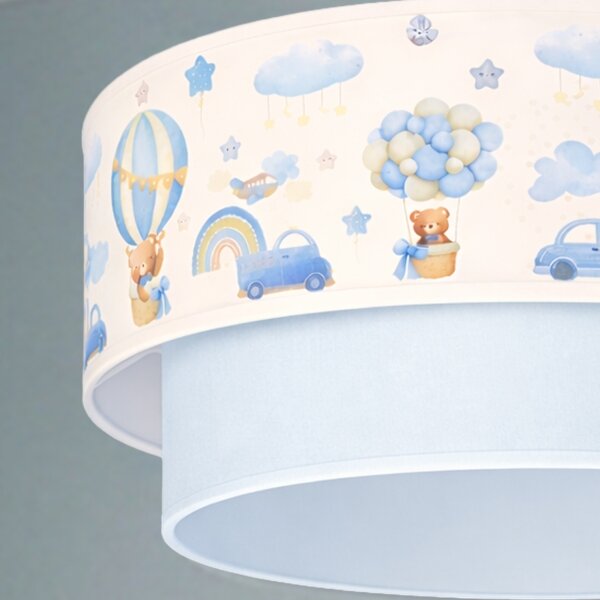 Brilagi-LED Dětský lustr na lanku BOBO 1xE27/60W/230V pr.40 cm krém./modrá/medv