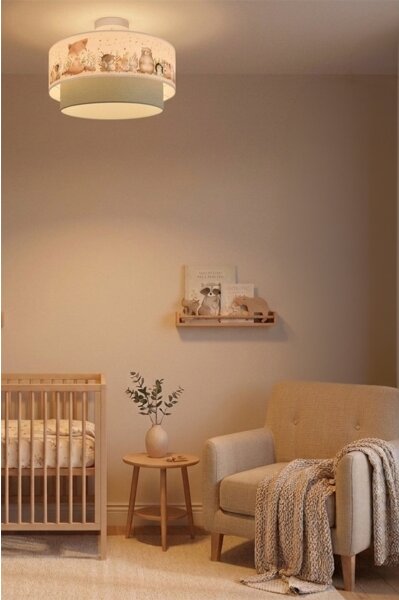 Brilagi-LED Dětský přisazený lustr BOBO 1xE27/60W/230V pr. 40 cm bílá/zel./zvíř