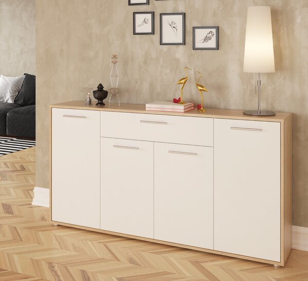 KONDELA Komoda, dub sonoma/bílá, LUNIA