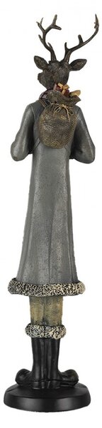 Vánoční dekorativní soška jelena v zimním kabátu - 9*8*36 cm - Clayre & Eef