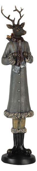 Vánoční dekorativní soška jelena v zimním kabátu - 9*8*36 cm - Clayre & Eef