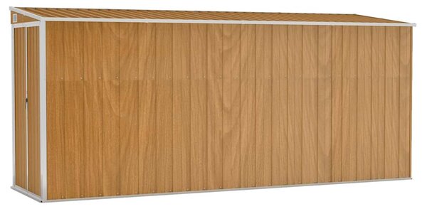 Nástěnný zahradní domek hnědý 118 x 382 x 178 cm pozinkovaná ocel 316232